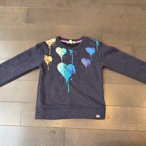 Appaman Navy Sweatshirt with Dripping Multicolor Metalic Heart Prints